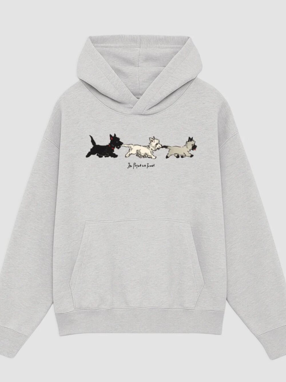 Grey In Print We Trust Puppies Hoodie Size M